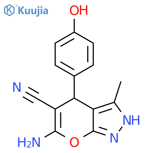 6-Amino-4-(4-hydroxyphenyl)-3-methyl-1,4-dihydropyrano2,3-cpyrazole-5-carbonitrile structure