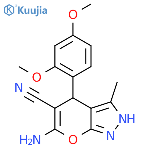 6-Amino-4-(2,4-dimethoxyphenyl)-3-methyl-1,4-dihydropyrano[2,3-c]pyrazole-5-carbonitrile structure