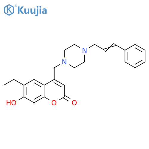 6-ethyl-7-hydroxy-4-({4-(2E)-3-phenylprop-2-en-1-ylpiperazin-1-yl}methyl)-2H-chromen-2-one structure