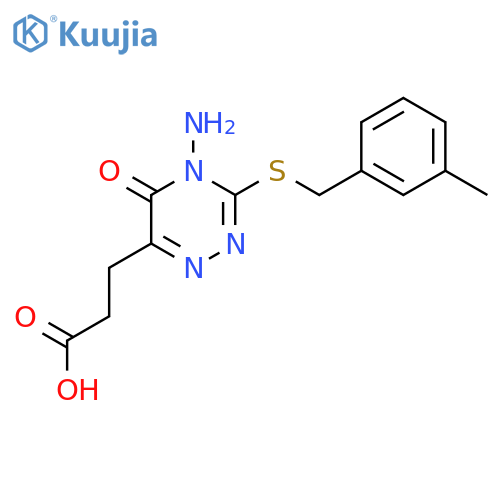 3-(4-amino-3-{(3-methylphenyl)methylsulfanyl}-5-oxo-4,5-dihydro-1,2,4-triazin-6-yl)propanoic acid structure