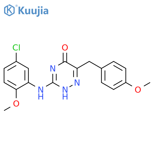 3-(5-chloro-2-methoxyphenyl)amino-6-(4-methoxyphenyl)methyl-4,5-dihydro-1,2,4-triazin-5-one structure