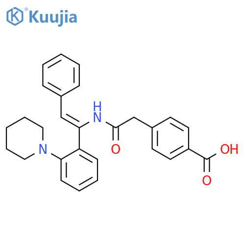 Benzoic acid,4-[2-oxo-2-[[2-phenyl-1-[2-(1-piperidinyl)phenyl]ethenyl]amino]ethyl]-,(Z)- structure