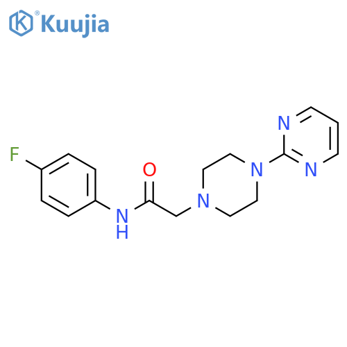 N-(4-fluorophenyl)-2-(4-pyrimidin-2-ylpiperazin-1-yl)acetamide structure