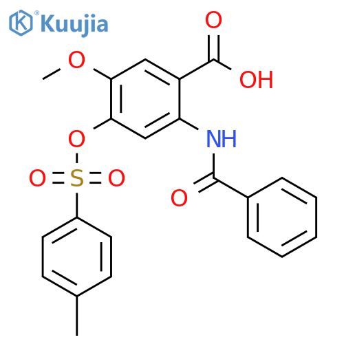 Benzoic acid, 2-(benzoylamino)-5-methoxy-4-[[(4-methylphenyl)sulfonyl]oxy]- structure