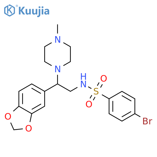 N-2-(2H-1,3-benzodioxol-5-yl)-2-(4-methylpiperazin-1-yl)ethyl-4-bromobenzene-1-sulfonamide structure
