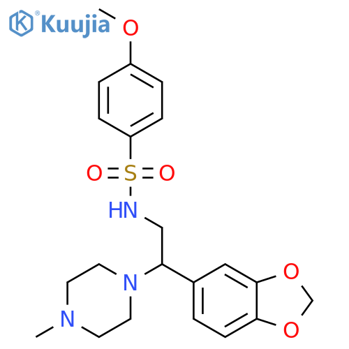 N-2-(2H-1,3-benzodioxol-5-yl)-2-(4-methylpiperazin-1-yl)ethyl-4-methoxybenzene-1-sulfonamide structure