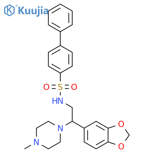 N-2-(2H-1,3-benzodioxol-5-yl)-2-(4-methylpiperazin-1-yl)ethyl-1,1'-biphenyl-4-sulfonamide structure