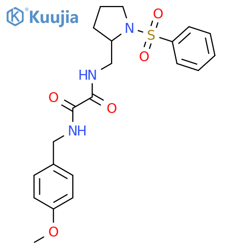 N-{1-(benzenesulfonyl)pyrrolidin-2-ylmethyl}-N'-(4-methoxyphenyl)methylethanediamide structure