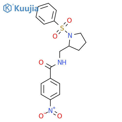 N-{1-(benzenesulfonyl)pyrrolidin-2-ylmethyl}-4-nitrobenzamide structure
