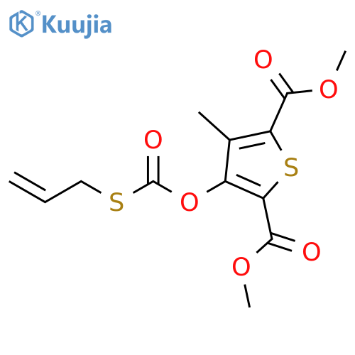 2,5-Thiophenedicarboxylic acid, 3-methyl-4-[[(2-propen-1-ylthio)carbonyl]oxy]-, 2,5-dimethyl ester structure