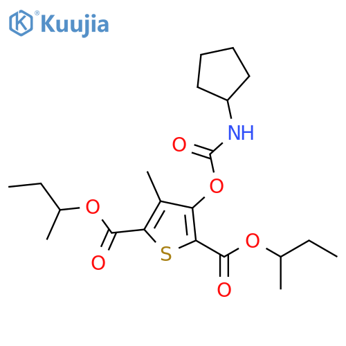 2,5-Thiophenedicarboxylic acid, 3-[[(cyclopentylamino)carbonyl]oxy]-4-methyl-, 2,5-bis(1-methylpropyl) ester structure
