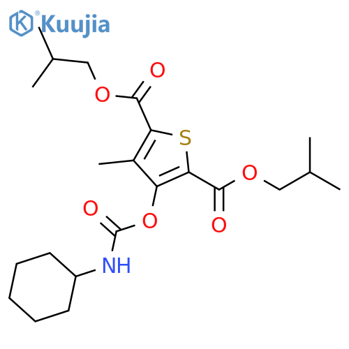 2,5-Thiophenedicarboxylic acid, 3-[[(cyclohexylamino)carbonyl]oxy]-4-methyl-, 2,5-bis(2-methylpropyl) ester structure