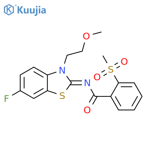 N-(2E)-6-fluoro-3-(2-methoxyethyl)-2,3-dihydro-1,3-benzothiazol-2-ylidene-2-methanesulfonylbenzamide structure