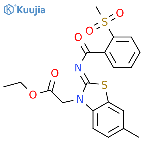 ethyl 2-(2Z)-2-(2-methanesulfonylbenzoyl)imino-6-methyl-2,3-dihydro-1,3-benzothiazol-3-ylacetate structure