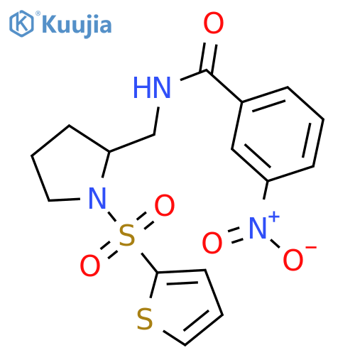 3-nitro-N-{1-(thiophene-2-sulfonyl)pyrrolidin-2-ylmethyl}benzamide structure