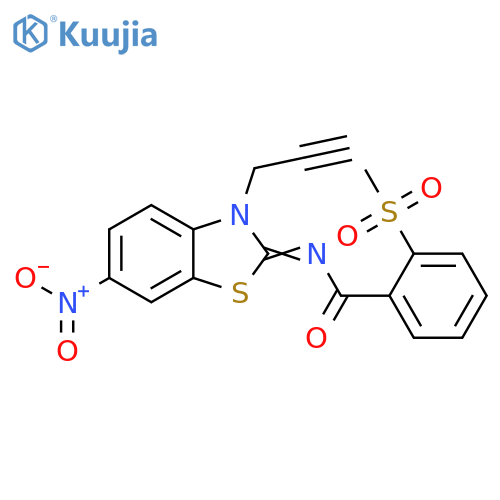 2-methanesulfonyl-N-(2Z)-6-nitro-3-(prop-2-yn-1-yl)-2,3-dihydro-1,3-benzothiazol-2-ylidenebenzamide structure