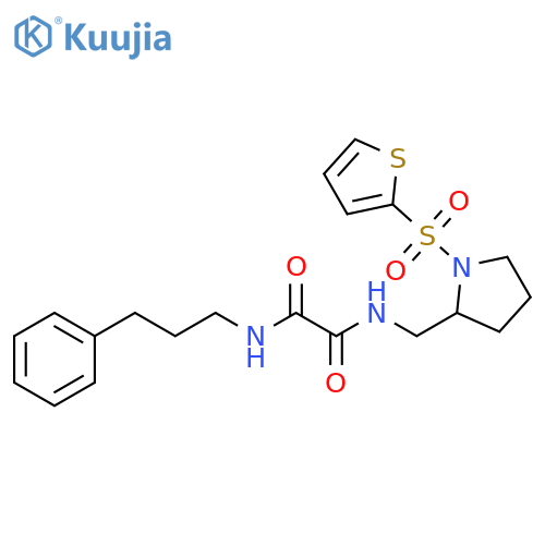 N'-(3-phenylpropyl)-N-{1-(thiophene-2-sulfonyl)pyrrolidin-2-ylmethyl}ethanediamide structure