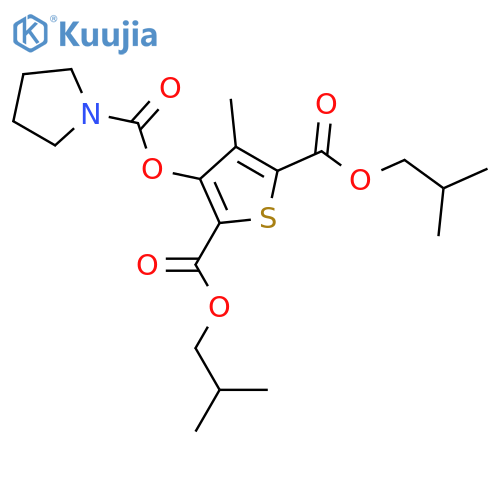 2,5-Thiophenedicarboxylic acid, 3-methyl-4-[(1-pyrrolidinylcarbonyl)oxy]-, 2,5-bis(2-methylpropyl) ester structure