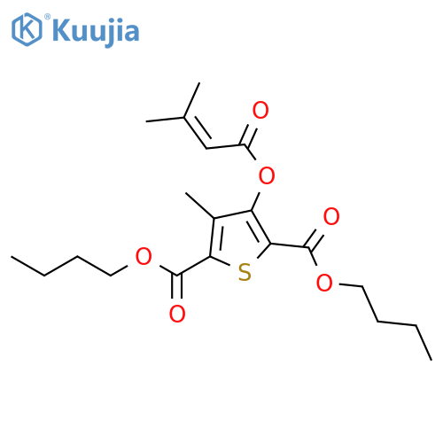 2,5-Thiophenedicarboxylic acid, 3-methyl-4-[(3-methyl-1-oxo-2-buten-1-yl)oxy]-, 2,5-dibutyl ester structure