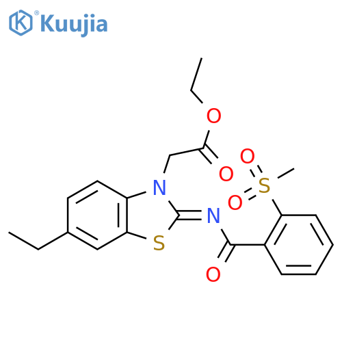 ethyl 2-(2Z)-6-ethyl-2-(2-methanesulfonylbenzoyl)imino-2,3-dihydro-1,3-benzothiazol-3-ylacetate structure