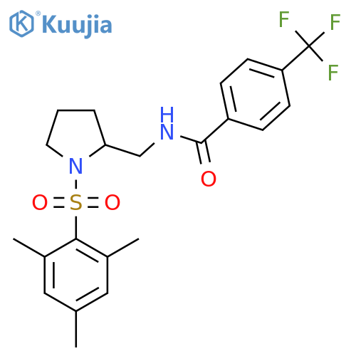4-(trifluoromethyl)-N-{1-(2,4,6-trimethylbenzenesulfonyl)pyrrolidin-2-ylmethyl}benzamide structure