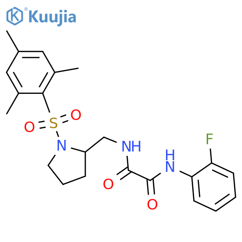 N'-(2-fluorophenyl)-N-{1-(2,4,6-trimethylbenzenesulfonyl)pyrrolidin-2-ylmethyl}ethanediamide structure