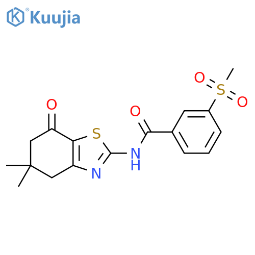 N-(5,5-dimethyl-7-oxo-4,5,6,7-tetrahydro-1,3-benzothiazol-2-yl)-3-methanesulfonylbenzamide structure
