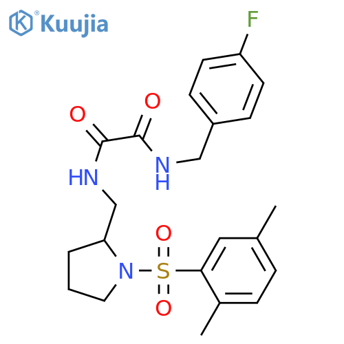 N-{1-(2,5-dimethylbenzenesulfonyl)pyrrolidin-2-ylmethyl}-N'-(4-fluorophenyl)methylethanediamide structure