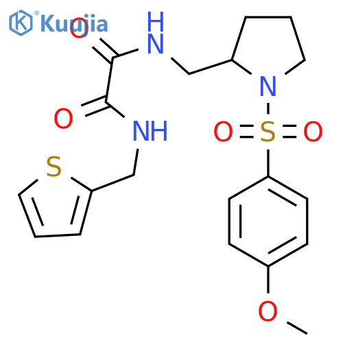 N-{1-(4-methoxybenzenesulfonyl)pyrrolidin-2-ylmethyl}-N'-(thiophen-2-yl)methylethanediamide structure