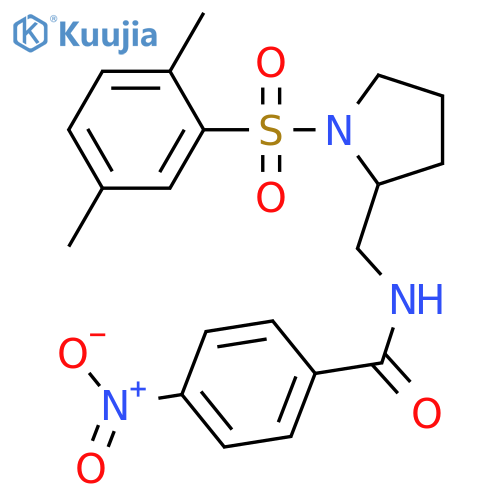 N-{1-(2,5-dimethylbenzenesulfonyl)pyrrolidin-2-ylmethyl}-4-nitrobenzamide structure