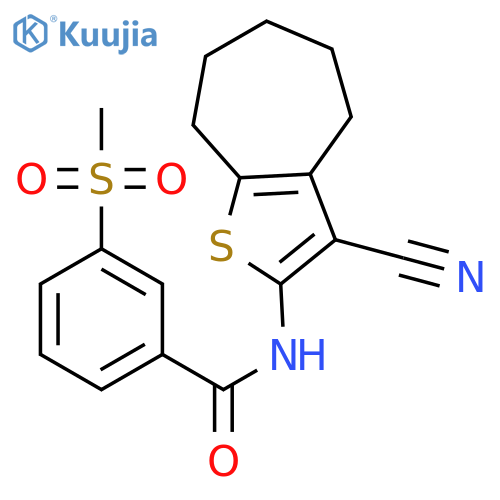 N-{3-cyano-4H,5H,6H,7H,8H-cycloheptabthiophen-2-yl}-3-methanesulfonylbenzamide structure