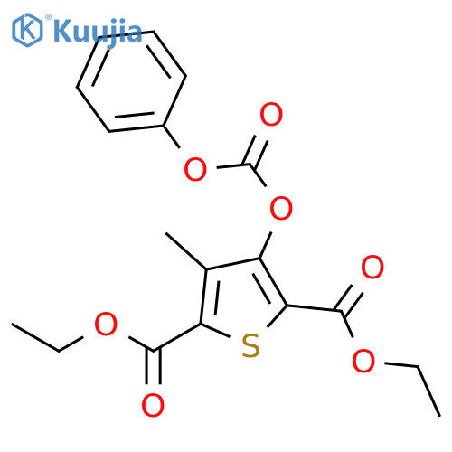 2,5-Thiophenedicarboxylic acid, 3-methyl-4-[(phenoxycarbonyl)oxy]-, 2,5-diethyl ester structure