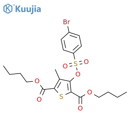 2,5-Thiophenedicarboxylic acid, 3-[[(4-bromophenyl)sulfonyl]oxy]-4-methyl-, 2,5-dibutyl ester structure
