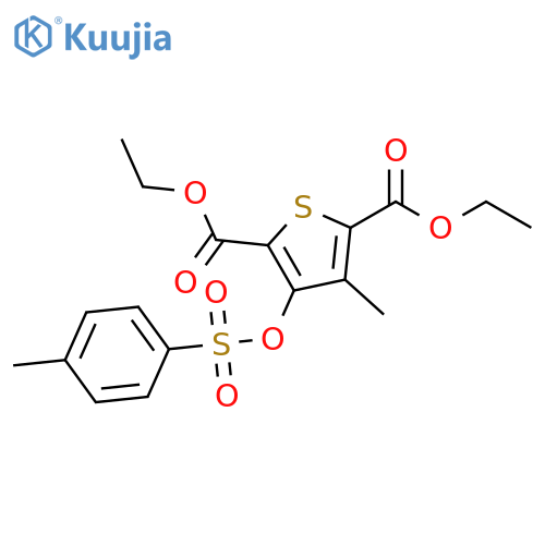 2,5-Thiophenedicarboxylic acid, 3-methyl-4-[[(4-methylphenyl)sulfonyl]oxy]-, 2,5-diethyl ester structure