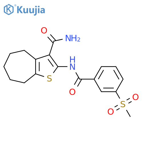 2-(3-methanesulfonylbenzamido)-4H,5H,6H,7H,8H-cycloheptabthiophene-3-carboxamide structure