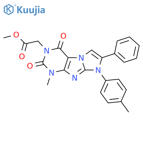 methyl 2-1-methyl-8-(4-methylphenyl)-2,4-dioxo-7-phenyl-1H,2H,3H,4H,8H-imidazo1,2-gpurin-3-ylacetate structure