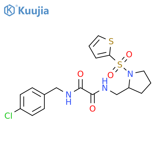 N'-(4-chlorophenyl)methyl-N-{1-(thiophene-2-sulfonyl)pyrrolidin-2-ylmethyl}ethanediamide structure