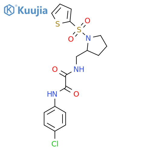 N'-(4-chlorophenyl)-N-{1-(thiophene-2-sulfonyl)pyrrolidin-2-ylmethyl}ethanediamide structure