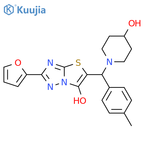 1-{2-(furan-2-yl)-6-hydroxy-1,2,4triazolo3,2-b1,3thiazol-5-yl(4-methylphenyl)methyl}piperidin-4-ol structure