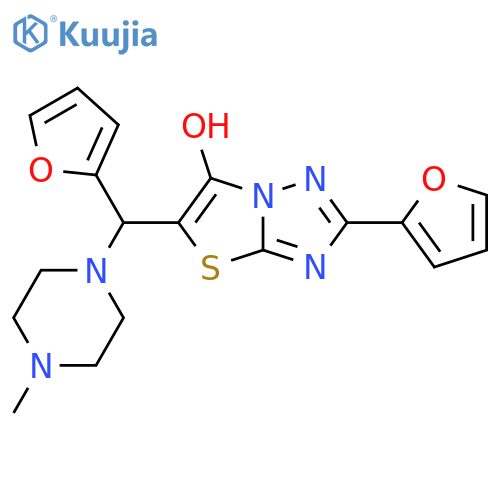 2-(furan-2-yl)-5-(furan-2-yl)(4-methylpiperazin-1-yl)methyl-1,2,4triazolo3,2-b1,3thiazol-6-ol structure