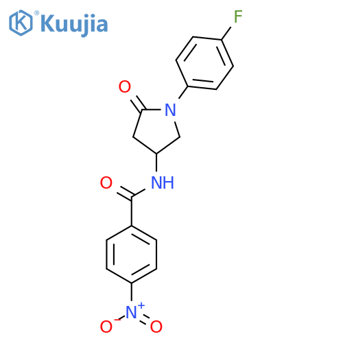 N-1-(4-fluorophenyl)-5-oxopyrrolidin-3-yl-4-nitrobenzamide structure
