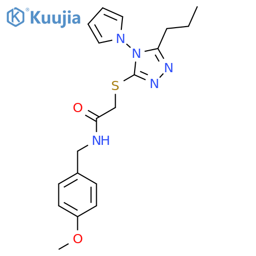 N-(4-methoxyphenyl)methyl-2-{5-propyl-4-(1H-pyrrol-1-yl)-4H-1,2,4-triazol-3-ylsulfanyl}acetamide structure