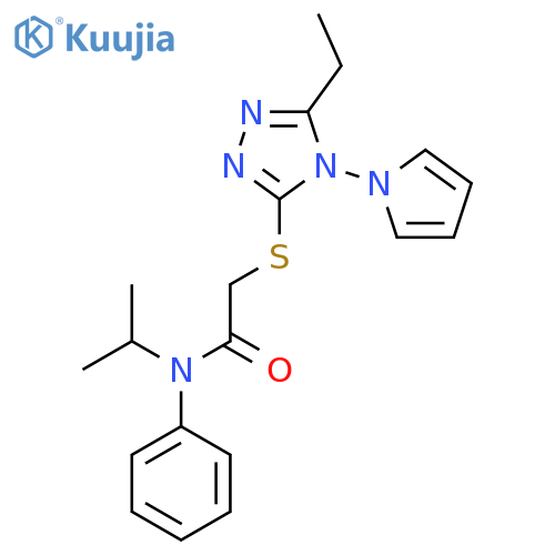 2-{5-ethyl-4-(1H-pyrrol-1-yl)-4H-1,2,4-triazol-3-ylsulfanyl}-N-phenyl-N-(propan-2-yl)acetamide structure