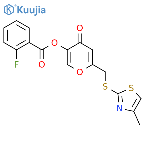 6-{(4-methyl-1,3-thiazol-2-yl)sulfanylmethyl}-4-oxo-4H-pyran-3-yl 2-fluorobenzoate structure