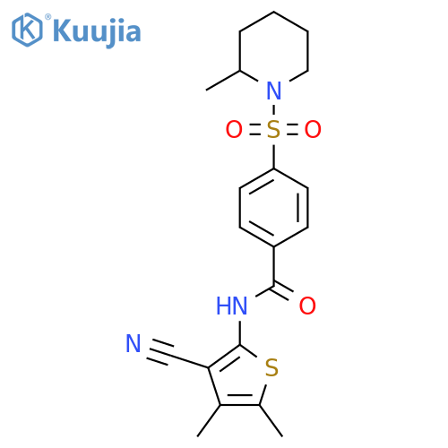 N-(3-cyano-4,5-dimethylthiophen-2-yl)-4-(2-methylpiperidin-1-yl)sulfonylbenzamide structure