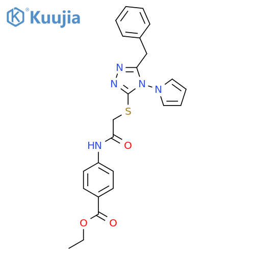 ethyl 4-(2-{5-benzyl-4-(1H-pyrrol-1-yl)-4H-1,2,4-triazol-3-ylsulfanyl}acetamido)benzoate structure