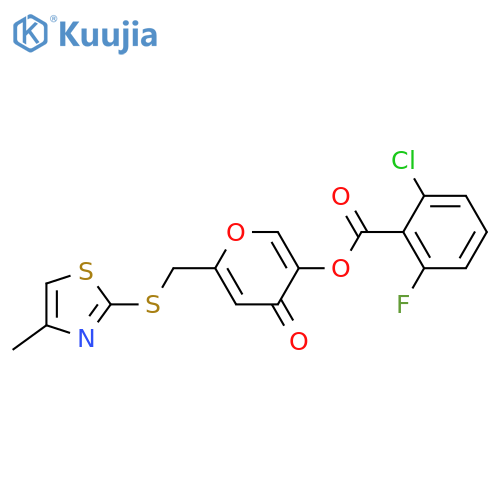 6-{(4-methyl-1,3-thiazol-2-yl)sulfanylmethyl}-4-oxo-4H-pyran-3-yl 2-chloro-6-fluorobenzoate structure