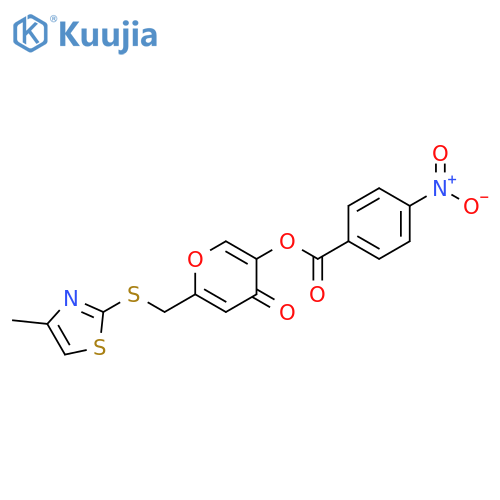 6-{(4-methyl-1,3-thiazol-2-yl)sulfanylmethyl}-4-oxo-4H-pyran-3-yl 4-nitrobenzoate structure