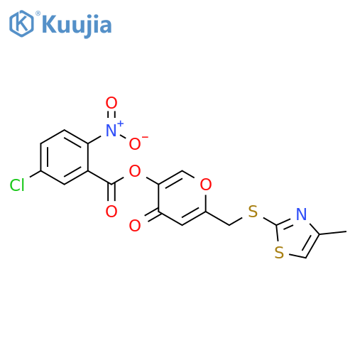 6-{(4-methyl-1,3-thiazol-2-yl)sulfanylmethyl}-4-oxo-4H-pyran-3-yl 5-chloro-2-nitrobenzoate structure