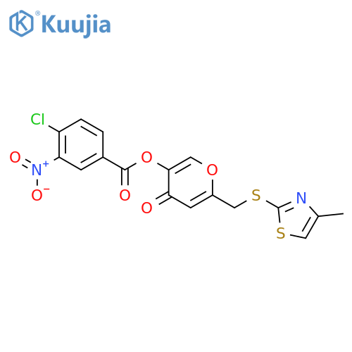 6-{(4-methyl-1,3-thiazol-2-yl)sulfanylmethyl}-4-oxo-4H-pyran-3-yl 4-chloro-3-nitrobenzoate structure